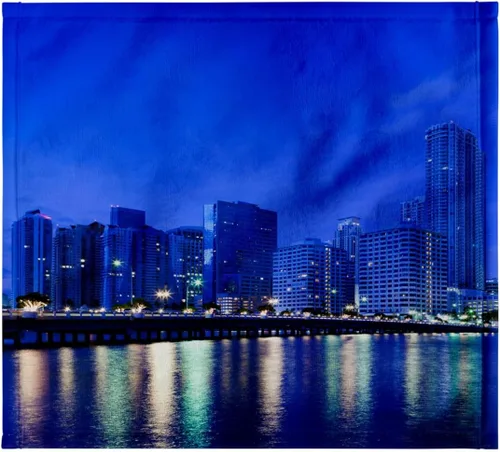 Vista 7 de 3dRose USA, Florida, Miami, City Skyline from Brickell Key, Dawn. 22x30 Bath Hand Pool Towel