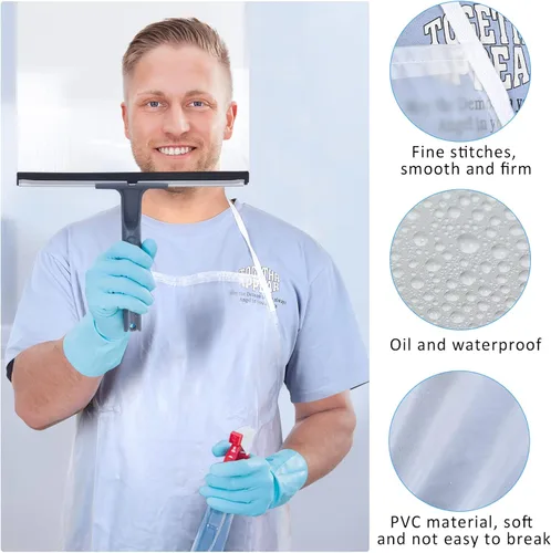 Vista 4 de JaGely Plastic Apron Waterproof, Unisex 43 x 27 Inch Heavy Duty PVC Apron for Dishwashing, Halloween, Kitchen