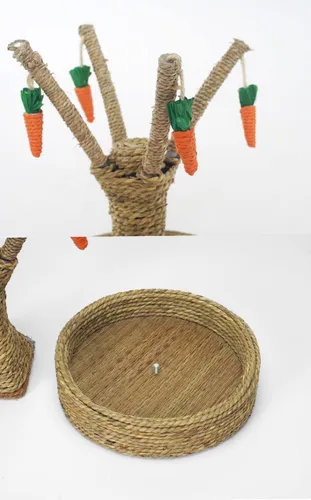 Vista 6 de Rascador de hurón, conejito de árbol, juguetes para masticar, gato, ratán, césped, trepador, árbol divertido, zanahoria, juguetes para animales