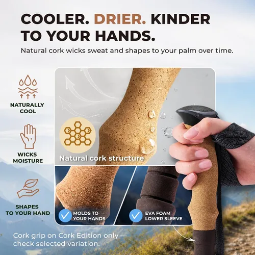 Vista 3 de Trekology Trek-Z - Bastones de senderismo y trekking plegables - Soporte de equilibrio para personas mayores, mujeres y hombres, 2 unidades por set