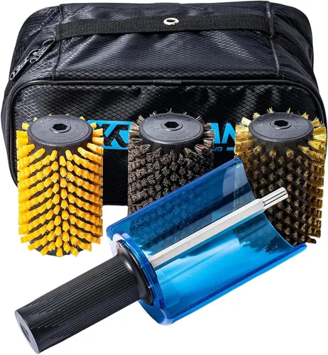 Vista 9 de XCMAN Kit de cepillos de esquí Roto cepillo mango eje con los 3 cepillos: nailon, caballo, latón/corcho