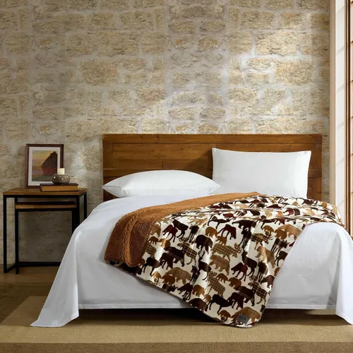 Vista 2 de Eddie Bauer - Manta de gran tamaño de 50 x 70 pulgadas, manta reversible de felpa para sofá o cama, decoración de habitación con estampado animal