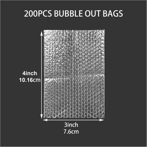 Vista 2 de 200 bolsas de burbujas de 3 x 4 pulgadas para compras, bolsas de burbujas de doble pared para embalaje por correo, mudanza y almacenamiento