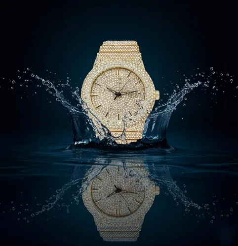 Vista 4 de ICE STAR Reloj de diamantes completamente incrustado para hombre, caja de 46mm