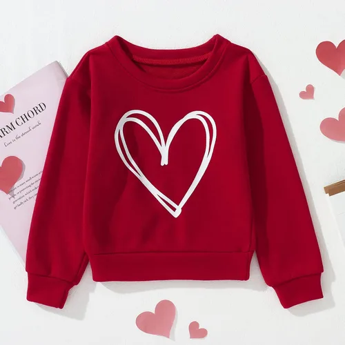 Vista 5 de BOUTIKOME Mommy and Me - Conjunto de San Valentín con estampado de corazón y corazón a juego, sudadera de manga larga