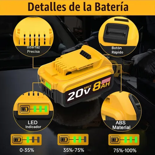 Vista 5 de Reemplazo de 8.0Ah compatible con batería Dewalt 20V Max con alta capacidad Herramientas eléctricas inalámbricas Batería de 20 voltios DCB200 DCB201