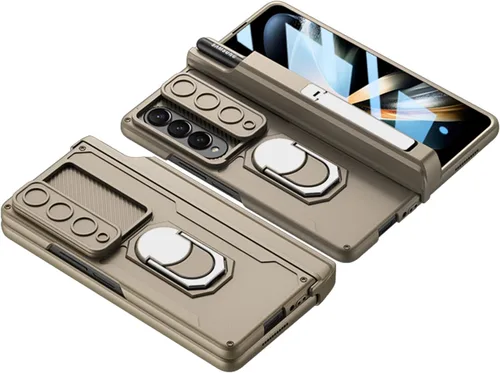 Vista 8 de Wefor Funda para Samsung Galaxy Z Fold 4 con soporte para S Pen (protección de bisagra), soporte magnético de anillo de 360°, cubierta de cámara