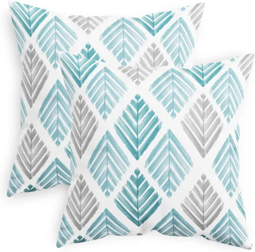 Vista 9 de CaliTime Juego de 2 fundas de almohada decorativas de vellón de dos tonos con diseño geométrico de hojas de árbol para sofá, cama, decoración