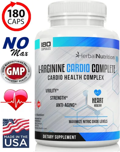 Vista 6 de L-Arginina Cardio Complete Fórmula de Apoyo de Óxido Nítrico, 180 Cápsulas L-arginine formula created to support nitric oxide production