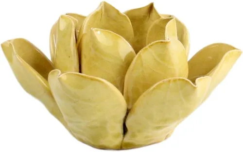 Vista 4 de HomArt Soporte para velas de té Lotus, color blanco