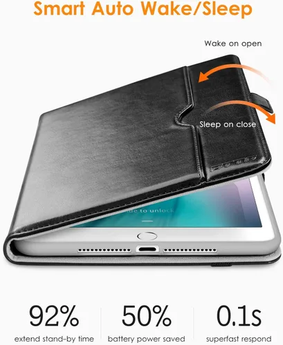 Vista 7 de DTTO - Estuche para iPad de 9.7 pulgadas 5.ª/6.ª Generación 2018/2017 con soporte para Apple Pencil, funda de cuero sintético con función atril