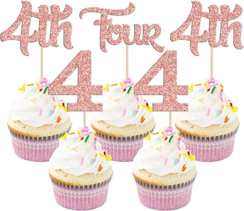 Vista 23 de 24 adornos para cupcakes de primer cumpleaños con purpurina para decoración de pastel de primer cumpleaños, selecciones de cupcakes para niños, baby
