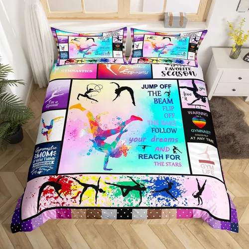 Vista 44 de Juego de funda de edredón de dibujos animados con lazo, tamaño individual, juego de ropa de cama a cuadros geométricos coloridos, decoración