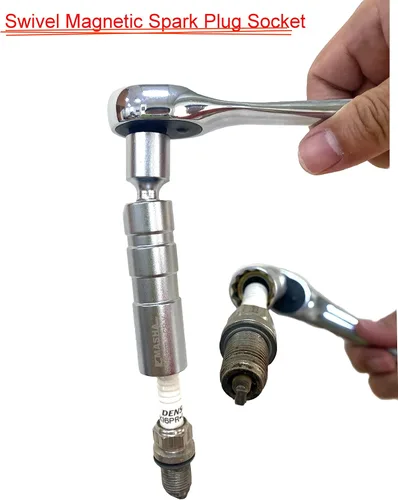 Vista 7 de 3/8 de pulgada de llave giratoria magnética pared delgada 0.551 in bujía enchufe universal junta 12PT (0.551 in)