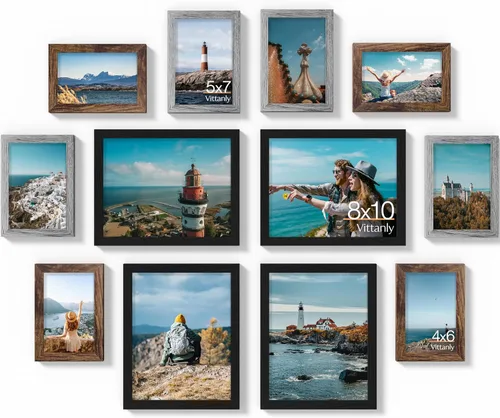 Vista 22 de Vittanly Paquete de 7 Marcos de Fotos, Marcos de Fotos Collage Decoración de Pared para Pared o Mesa, Múltiples Tamaños con 1 Pieza de 11x14