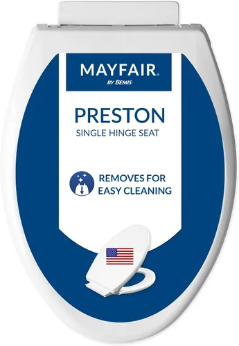 Vista 9 de Mayfair Preston - Asiento de inodoro con bisagra simple fácil de limpiar, moderno asiento de inodoro de plástico de cierre lento, fabricado