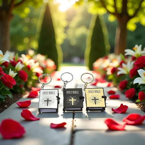Vista 5 de 3 llaveros de la Biblia, llaveros de la Biblia real en miniatura, llaveros para colgar en el bolso, regalo de Navidad, recuerdos religiosos, negro