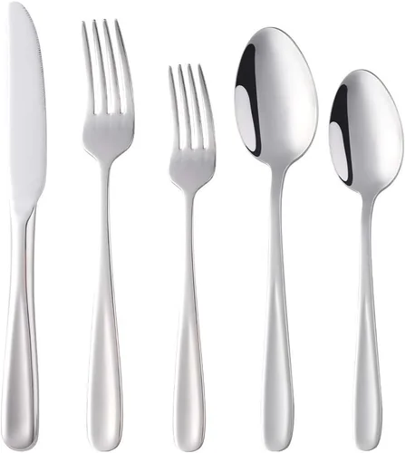 Vista 11 de Baikai Mirror Polished - Juego de cubiertos de 5 piezas, utensilios de cocina de acero inoxidable para 1 unidad (azul)