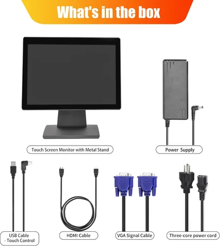 Vista 8 de Angel POS Monitor multi-táctil retroiluminado capacitivo LED de 17 pulgadas, pantalla táctil plana verdadera del diseño sin fisuras, VGA