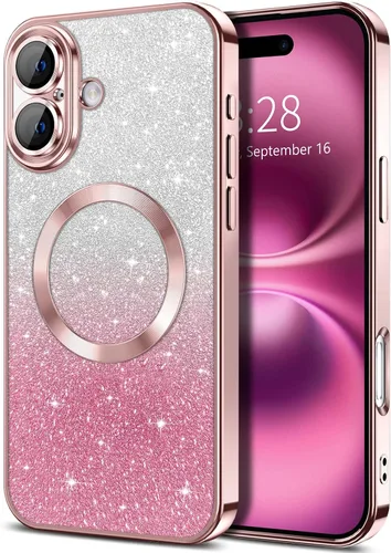 Vista 14 de Hython Funda para iPhone 13 Pro transparente con purpurina magnética [compatible con MagSafe] Protector completo de lente de cámara delgado