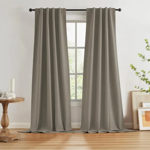 Vista 42 de KEQIAOSUOCAI - Cortinas opacas naturales de 108 pulgadas de largo, cortinas modernas con pestaña trasera, paneles plisados para sistema de cortina