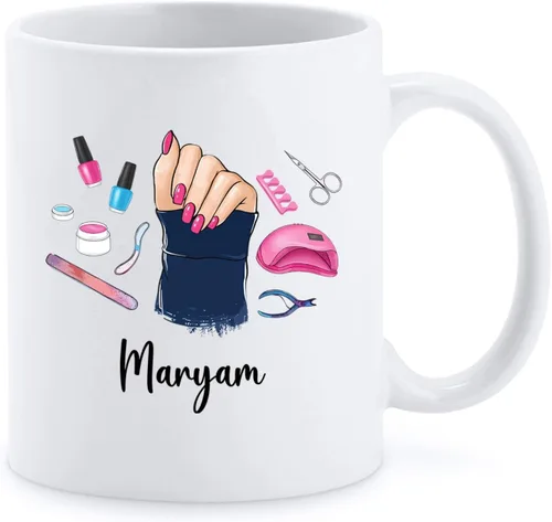Vista 8 de Taza de cerámica Best Nail Tech Ever – Taza de cerámica personalizada con nombre de manicurista para compañero de trabajo – Nuevos regalos