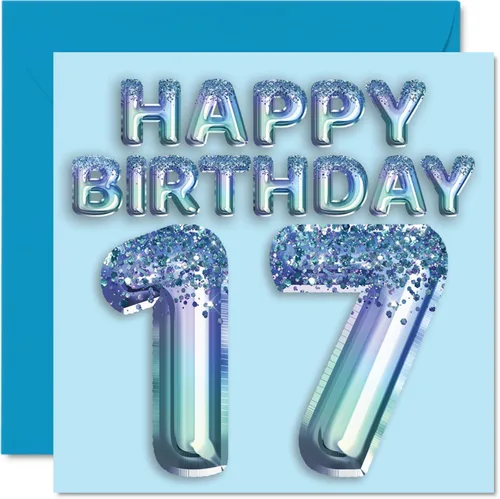 Vista 34 de Stuff4 Tarjeta de primer cumpleaños para niños, globo de fiesta con purpurina azul, tarjetas de feliz cumpleaños para niño de 1 año, nieto, hijo, 57