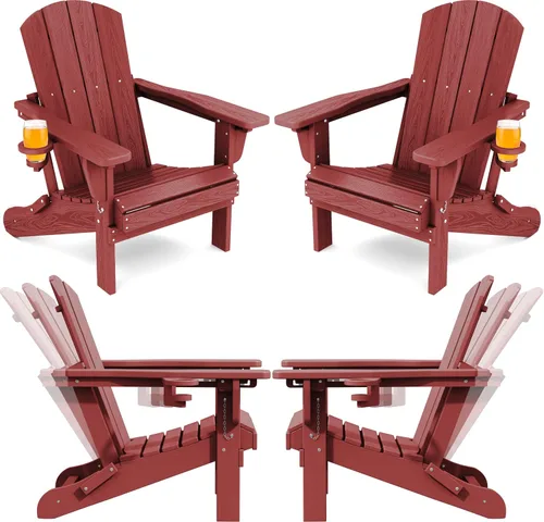 Vista 33 de SERWALL Silla Adirondack plegable ajustable, silla Adirondack reclinable con 3 posiciones reclinables, HDPE para todo tipo de clima, Adirondack