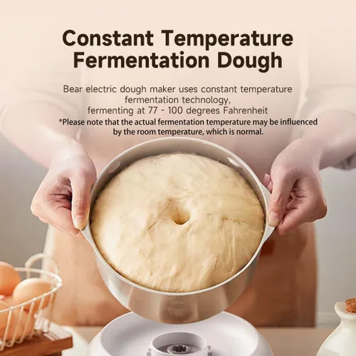 Vista 4 de Bear - Máquina de masa eléctrica de 3.7 cuartos de galón con función de fermentación, fabricada con acero inoxidable 304 para pizza y masa de pan
