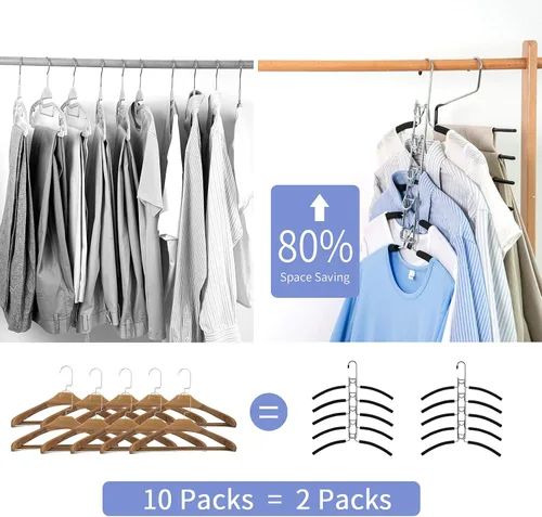 Vista 6 de Nature Smile Perchas de ropa para suéter sin hombros, múltiples capas que ahorran espacio para camisetas y blusas