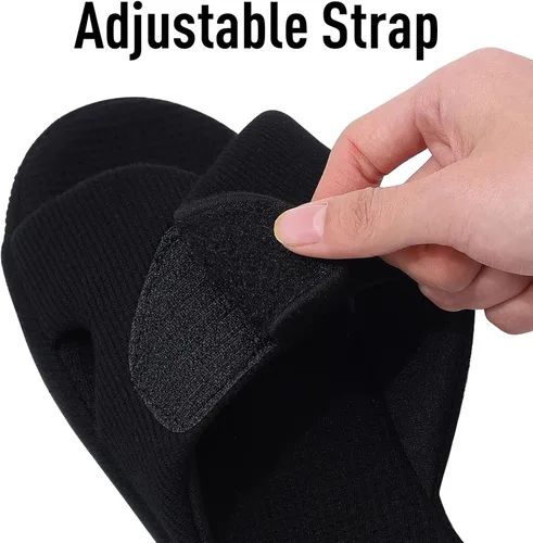 Vista 5 de shevalues Pantuflas de verano para mujer, con soporte de arco, transpirables, de algodón gofre, para interiores, con puntera abierta, zapatos