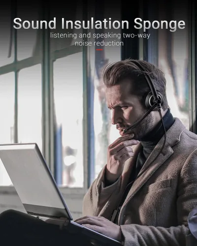 Vista 5 de awatrue - Auriculares con cable con micrófono para PC y portátil - Auriculares de 3,5 mm con cancelación de ruido y micrófono para Boom Skype
