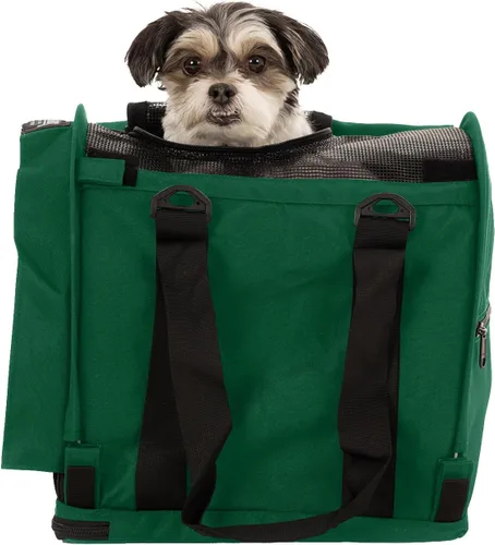 Vista 10 de SturdiBag XL - Transportador de viaje para mascotas: altura flexible para gatos y perros, lados suaves con clips de seguridad y correas