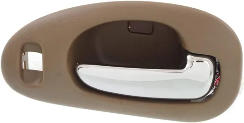 Vista 2 de Para Chrysler LHS 1999 2000 2001 Manija de puerta interior delantera, bisel beige del lado del pasajero con palanca cromada Con orificio