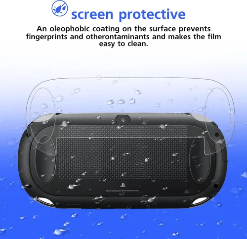 Vista 5 de Xahpower Protector de pantalla para PS Vita 1000, protector de pantalla frontal de vidrio templado 9H y película protectora de pantalla trasera