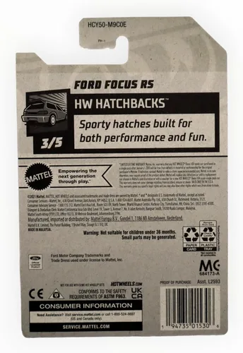 Vista 2 de Hot Wheels 2022 - Ford Focus RS - Kroger Exclusive White - Hatchbacks HW 3/5-41/250 - Envíos de burbujas envueltos en una caja