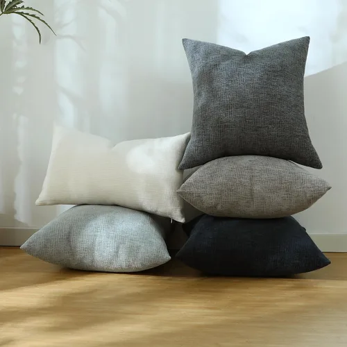 Vista 6 de Stellhome Juego de 2 fundas de almohada de felpilla azul gris de 16 x 16 pulgadas, fundas de cojín con textura de línea suave, decoración bohemia