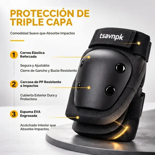Vista 7 de Adult Knee and Elbow Pads Set with Wrist Guards,Protective Gear for Skating