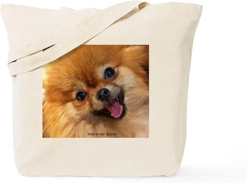 Vista 14 de CafePress Bolso de compras beige natural reutilizable de la lona de Pomerania del bolso de asas rojo negro