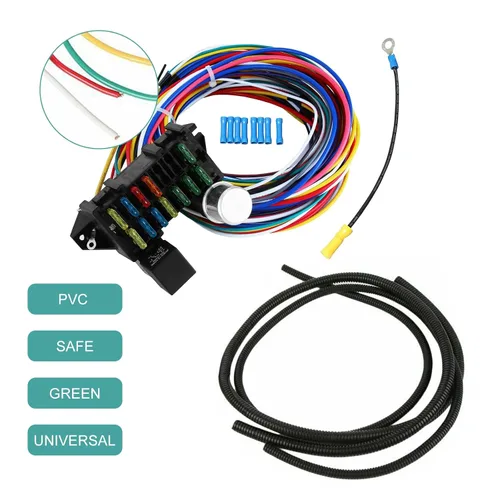 Vista 4 de Arnés universal de 12 cables de circuito apto para cables Muscle Car Hot Rod Street Rod XL