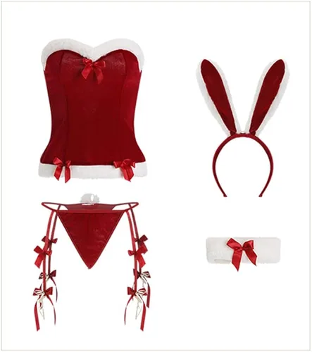 Vista 4 de Conjunto de disfraz sexy de conejito para mujer, lencería de anime para mujer