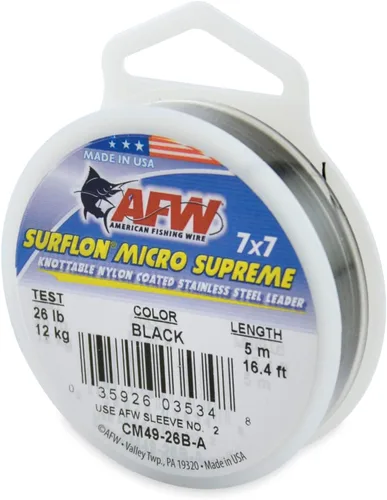 Vista 27 de American Fishing Wire Surflon Micro Supreme Nylon recubierto 7x7 de acero inoxidable, líder en alambres anudables para pesca en agua salada, pesca