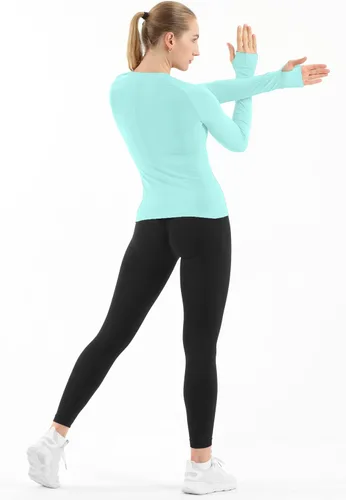 Vista 3 de MathCat - Camisetas de entrenamiento sin costuras para mujer, camisetas de yoga de manga larga, camiseta deportiva para correr, camiseta atlética