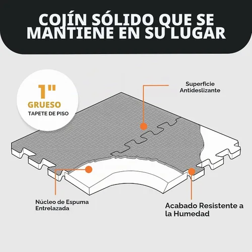 Vista 4 de BalanceFrom Tapete de ejercicio tipo rompecabezas con baldosas entrelazadas de espuma EVA para MMA – Ejercicio – Una pulgada de grosor, 24 pies Negro