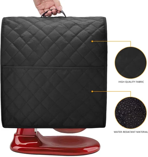 Vista 2 de Funda para batidora de pie compatible con batidora, se adapta a todos los modelos de cabezal inclinable y elevador de tazón, impermeable, fácil Negro