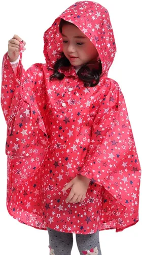 Vista 4 de Spmor Poncho de lluvia con capucha para niños