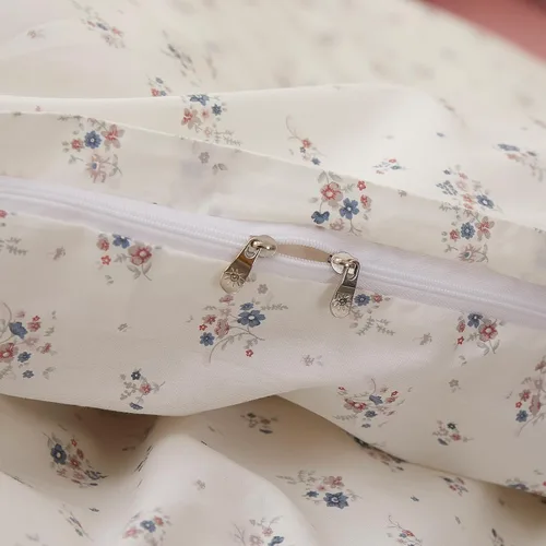Vista 6 de Juego de funda de edredón con estampado floral de 3 piezas, tamaño individual, 100% algodón con pajarita Funda de edredón suave y transpirable y 2
