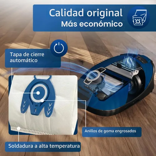 Vista 2 de Paquete de 10 bolsas de aspiradora 3D Airclean GN compatibles con aspiradora de recipiente Miele Classic C1, Complete C1, Complete C2, Complete C3