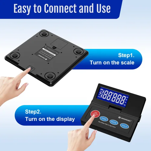 Vista 3 de 440 lb Escala postal digital de 10 g de precisión para envíos de paquetes con LCD retroiluminada, plataforma de acero aleado, alimentación por