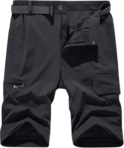 Vista 4 de Pantalones de senderismo convertibles para hombre, ligeros, con cremallera, transpirables, pantalones cargo casuales para exteriores, pesca, safari